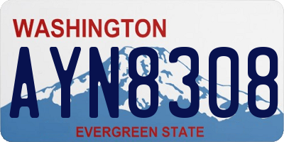 WA license plate AYN8308