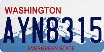 WA license plate AYN8315