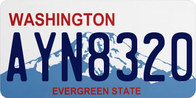 WA license plate AYN8320