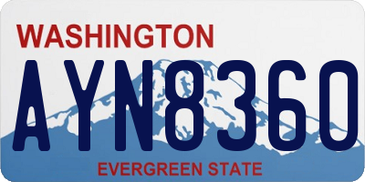 WA license plate AYN8360