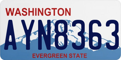 WA license plate AYN8363