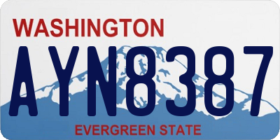WA license plate AYN8387