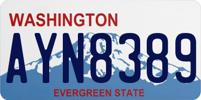 WA license plate AYN8389