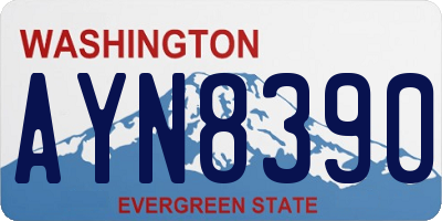 WA license plate AYN8390