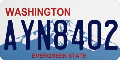 WA license plate AYN8402