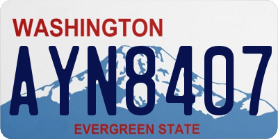 WA license plate AYN8407