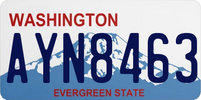 WA license plate AYN8463