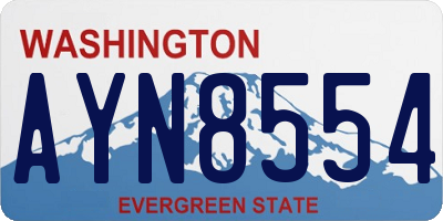 WA license plate AYN8554