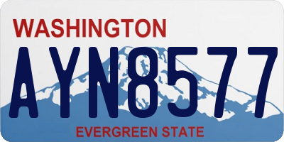 WA license plate AYN8577