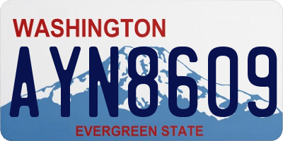 WA license plate AYN8609