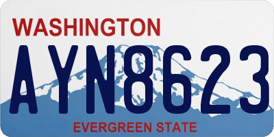 WA license plate AYN8623