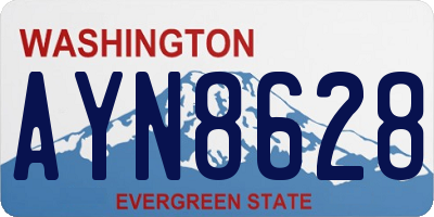WA license plate AYN8628