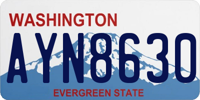 WA license plate AYN8630