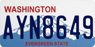 WA license plate AYN8649