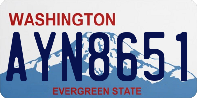 WA license plate AYN8651