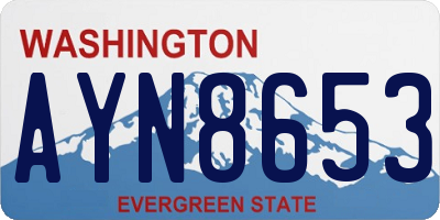 WA license plate AYN8653
