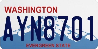 WA license plate AYN8701