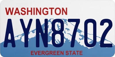 WA license plate AYN8702