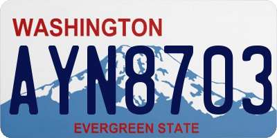 WA license plate AYN8703