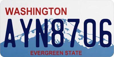 WA license plate AYN8706