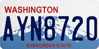 WA license plate AYN8720