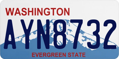 WA license plate AYN8732