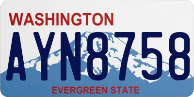 WA license plate AYN8758