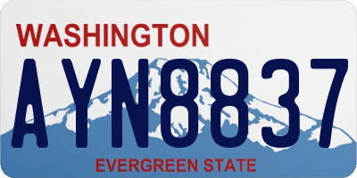 WA license plate AYN8837