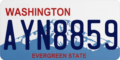 WA license plate AYN8859