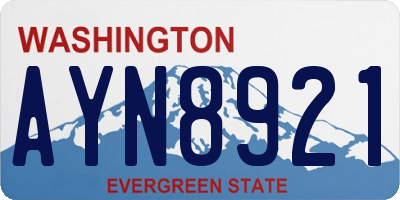 WA license plate AYN8921