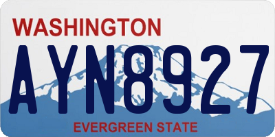 WA license plate AYN8927