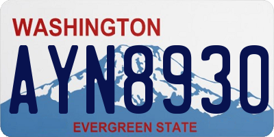 WA license plate AYN8930