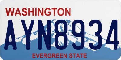 WA license plate AYN8934