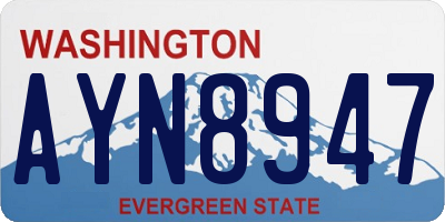 WA license plate AYN8947