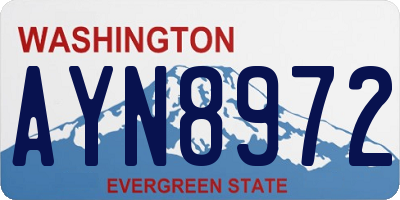 WA license plate AYN8972