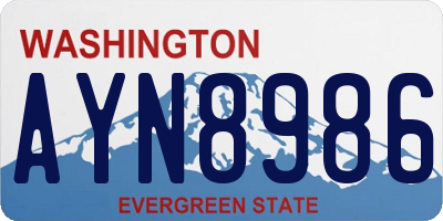 WA license plate AYN8986