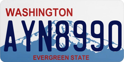 WA license plate AYN8990