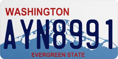 WA license plate AYN8991