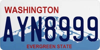 WA license plate AYN8999