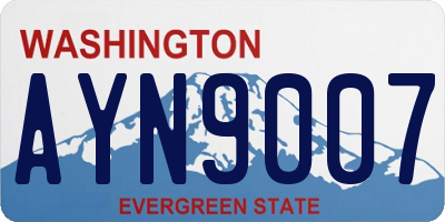 WA license plate AYN9007
