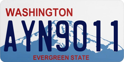 WA license plate AYN9011