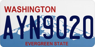 WA license plate AYN9020