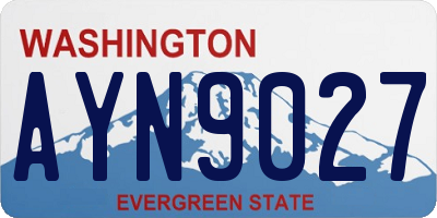 WA license plate AYN9027