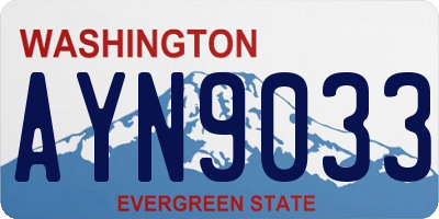 WA license plate AYN9033