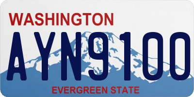 WA license plate AYN9100