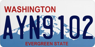 WA license plate AYN9102
