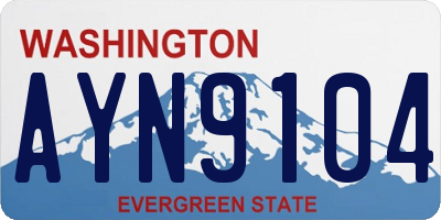 WA license plate AYN9104