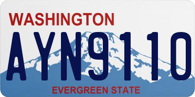 WA license plate AYN9110