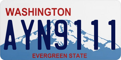WA license plate AYN9111
