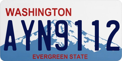 WA license plate AYN9112